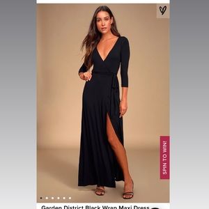 NWT Lulu’s Garden District Black Wrap Maxi Dress